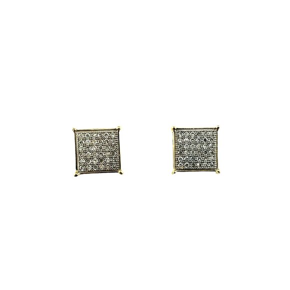Vintage 10 Karat Yellow Gold and Diamond Earrings #15275